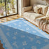 5x7 ORTIGIA Scalloped Area Rug for Living Room, Blue Washable Low Pile Non Slip Rug with Bow Large Carpet for Kid