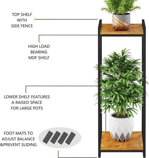 2-Tier 34" Plant Stand Indoor, Tall Modern Plant Shelf Corner Flower Pot Holder Organizer for Living Room Balcony