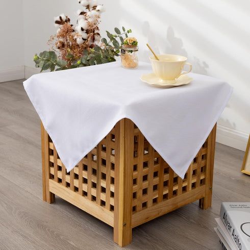 Small Square Solid White Tablecloth 24 x 24 Inch Washable Fabric Table