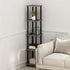 5-Tier FURINNO Turn-N-Tube Corner Square Rack Display Shelf, Round, French Oak Grey/Black