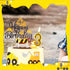 FUNCANDLE Set,Yellow 4 4th Construction Themed Birthday Candles White Stripes Number Candle with Construction Cake