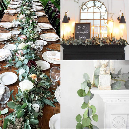 DearHouse Artificial Eucalyptus Garland Faux Silk Leaves Vines Handmade for Wedding Backdrop Arch Wall Decor