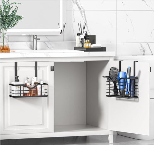 Carwiner Hair Dryer Holder, 2PC Adjustable Height Hair Tool Organizer, Wall Mounted/Cabinet Door Storage for Blow