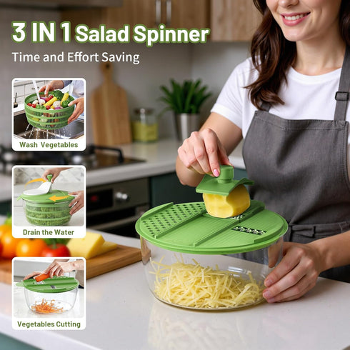 SmartTrends 5.3 4 Salad Spinner, QT Lettuce Spinner with Strainer, Fruit Cleaner with Replaceable Blade for Shredding
