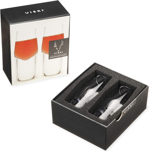 Viski Crystal Heavyweight Shot Glasses, Set of 2 Premium Crystal Clear Glass, 2 oz Shot Glass Gift Set