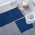 Luxury Blue Bathroom Rugs - 2-Piece Set, Soft Plush Anti-Slip Bath Rug + U-Shaped Toilet Mat, Blue