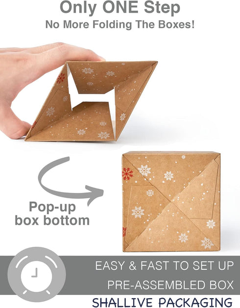 Packaging 60pcs Christmas Individual Cupcake Containers with Window and Insert, Pre-Assembled Cocoa Bomb Christmas