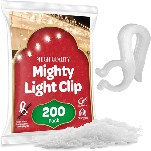SEWANTA Christmas Light Clips - Set of 200 Mini Clips for Gutters and Shingles, Hanging Outdoor Lights