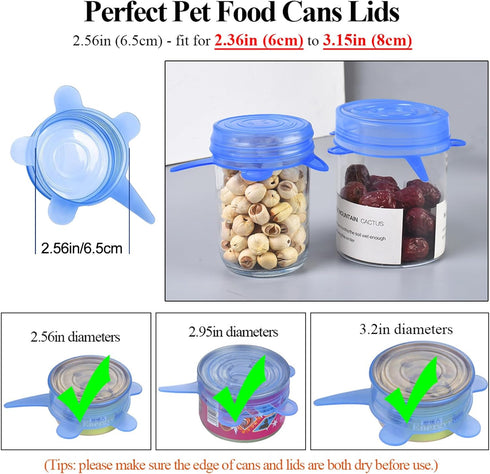 Adpartner Silicone Can Lids, 10 Pack, Reusable Stretch Lids for Pet Food Cans, BPA-free Seal Covers