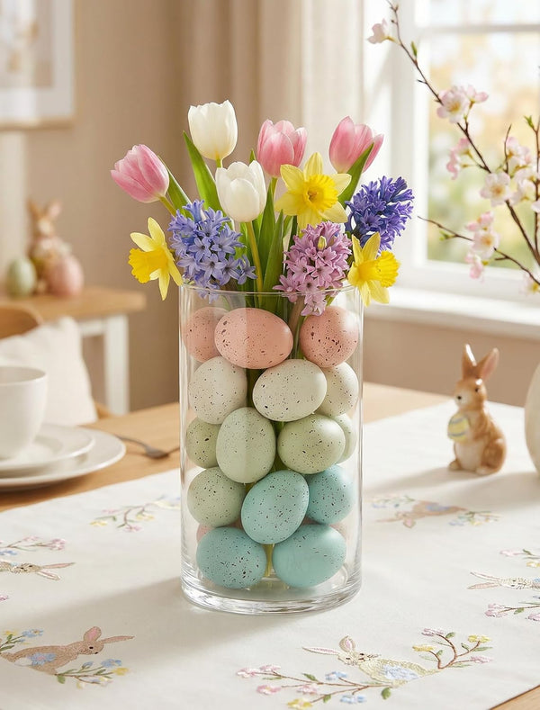 Allaugh Pastel Easter Eggs Decorations: 24pcs 2.4" Solid Speckled Foam Eggs - Fills