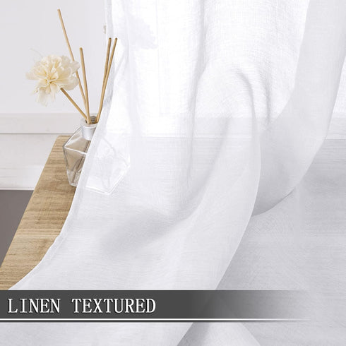 Tollpiz White Sheer Valance Linen Textured Bedroom Valance Curtains Sheer Light Filtering Rod Pocket Voile Curtain Valances for Living Room, 54 x 16 inches Long, Set of 1 Panel by Tollpiz
