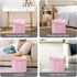 14x14x13 inch AmasSmile Storage Ottoman Folding Foot Rest Stool, Small Leather Footstool Bench, Short Ottoman Bench