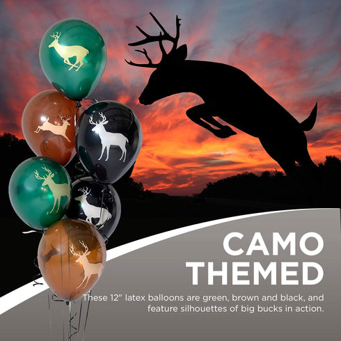Havercamp Next Camo Party Bucks Latex Balloons, 6 Count, Great for Hunter Themed Party, Graduation, Father's Day