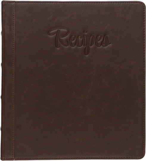 Samsill Recipe Binder: 8.5x11 3 Ring Recipe Book to Hold All Your Recipes, Family Recipe Binder in Brown Script