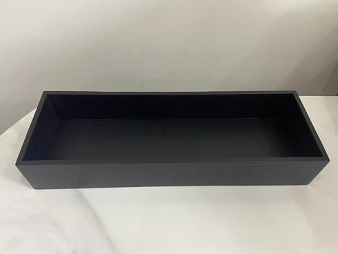 Bamboo Kitchen Drawer Organizer, Black Box Utensil Tray, Cutlery Holder, Desk Supplies & Accessories - 12"x4"x2"