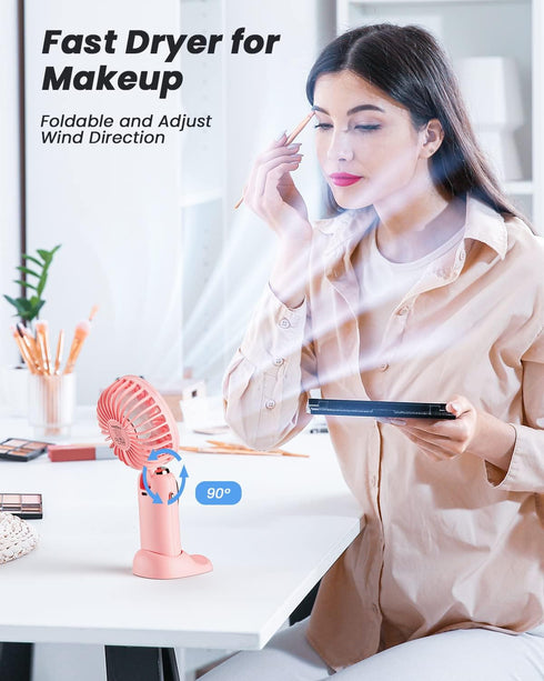 Portable Handheld Fan, 4000mAh Battery Operated Fan, 3 in 1 Personal Small Fan with LED Display, 5 Speed