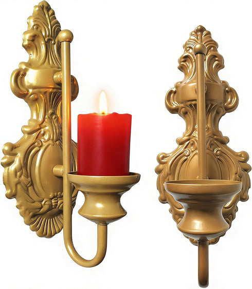 Wall Sconce Candle Holder, Metal Wall Mounted Candle Sconces, Iron Pillar Candle