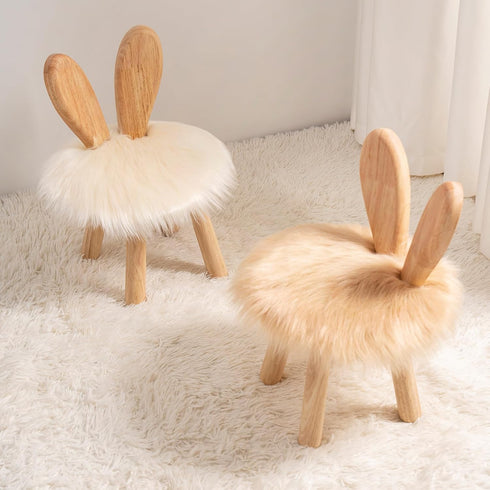 XXYOUPIN 1-4 Design1pack/Pearl Bunny Chair for Kids Years, Wooden Base with Removable Cushion,Anti-Tip Toddler