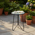 12" LIFFY Patio Side Table, Outdoor Metal Side Table with Glass Top, Indoor Round Accent End Table for Living Room