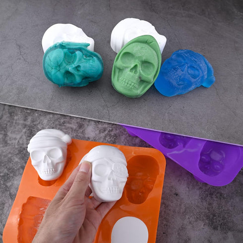 Skull Cake Molds Silicone, Large Size Halloween Baking Molds for Mini Cakes, Handmade Soap, Chocolate, Pudding, Jello,