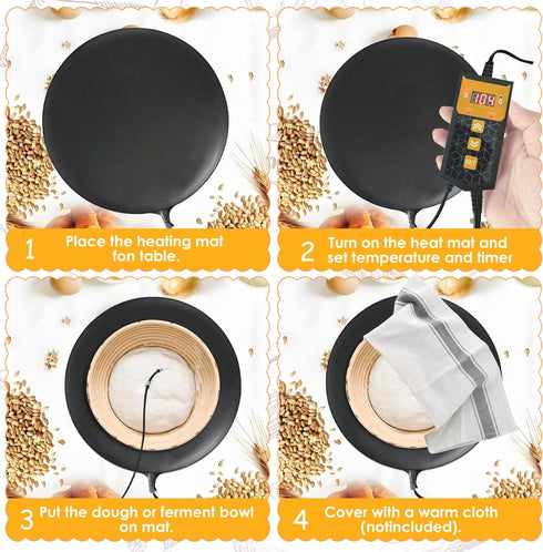 HEATIDEAS 2 Pack) Brewing Heat Pad Sourdough Proofing Heat Mat with Temperature Controller Auto Off Timer for Home Beer