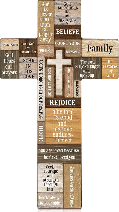 Jetec Cross Wall Decor, Wooden Cross Religious Faith Sign for Home, Easter Christmas Farmhouse Hanging Decorations