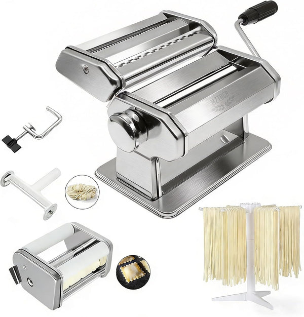 MZTOGR Pasta Maker Machine with 9 Adjustable Thickness Settings, 2 in 1 Noodle