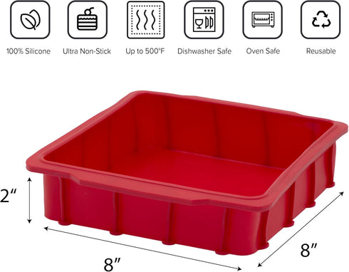 NuWave Silicone Baking Kit with 8x8-inch Baking Pan & Reusable Cupcake Liners, Red, 7pc by Nuwave