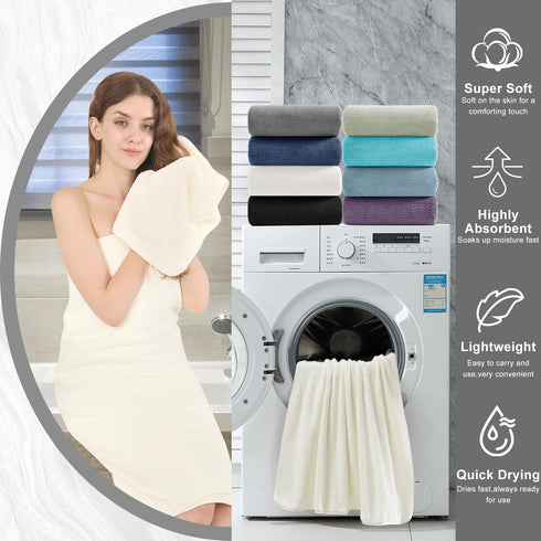 8 Set |2 Sheet,2 Towels,4 Cozy Set Piece Bath Towel Oversized Large Bath Hand Washcloths| Ultra Soft Bath Towel