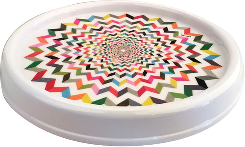 French Bull Lazy Susan Round Rotating Melamine Kitchen Organizer-Platter, 9-inch Ziggy