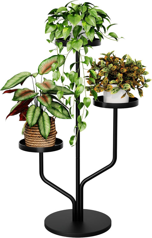 3 Bamworld Tier Plant Stand Indoor Outdoor Metal Plant Shelf for Multiple Plants Pots Tier Tall Flower Holder
