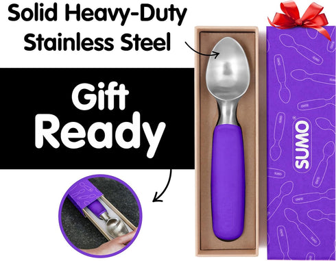 SUMO Stainless Steel Ice Cream Scoop - Ergonomic Handle, Dishwasher-Safe, Comfortable Grip, Purple