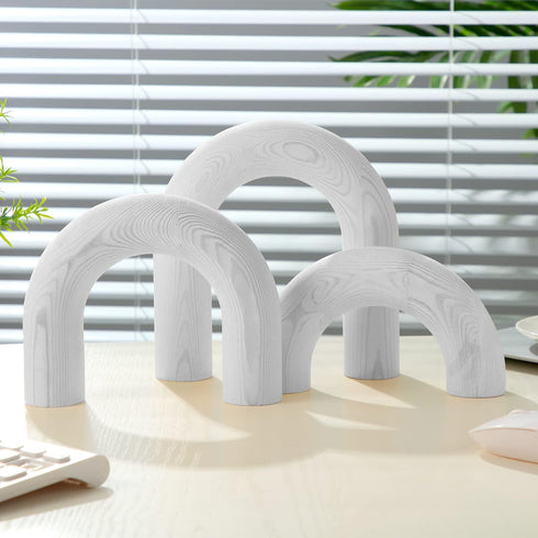 3 Qunclay Pcs Wood Arch Decorative Shelf Objects Modern Book Shelves Decor Aesthetic Wooden Boho Table Decorations