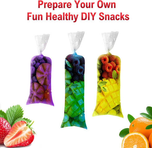 300 3 2x12 Inch, 3x12 Inch, 3x10 Inch Pcs Ice Lolly Bags Disposable Ice Cream Mold Bags with Silicone Funnel, Size
