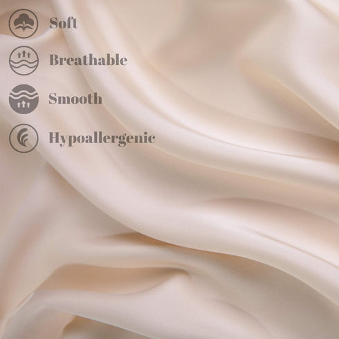 100% Mulberry Silk Pillowcase Set of 2, 19 Momme 600 Thread Count, Hidden Zipper, Soft Breathable (Buff Beige, King)