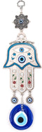 Turkish Blue Hamsa Hand of Mother Fatima Evil Eye Wall Hanging Ornament, Good Luck Charm