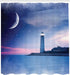 Ambesonne Lighthouse Shower Curtain, Oceanic Space Stars Moon Print, 69" W x 70" L, Pink Blue