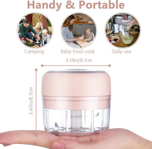 Electric Mini Garlic Mincer | 100ML USB Vegetable Onion Chopper | Portable Small Food Processor for Ginger, Chili,