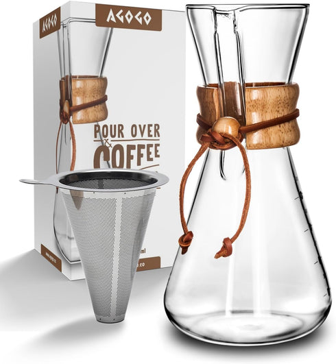 AGOGO Pour Over Coffeemaker Set, Classic Series, Includes Filter, 6 Cups