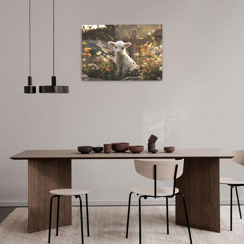 Nexlyth 24" 16" Farmhouse Lamb Wall Art For Kids Christian Cross Canvas Wall Decor Christ Pictures Paintings Prints