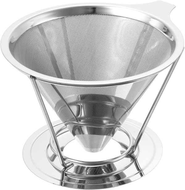 uxcell 600 Mesh Pour Over Coffee Dripper, 124mm Diameter Reusable Coffee Filter with Bracket