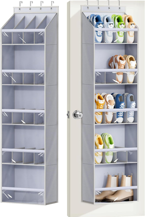 KEETDY 20 Pairs Over The Door Shoe Organizer for Closet Large Clear
