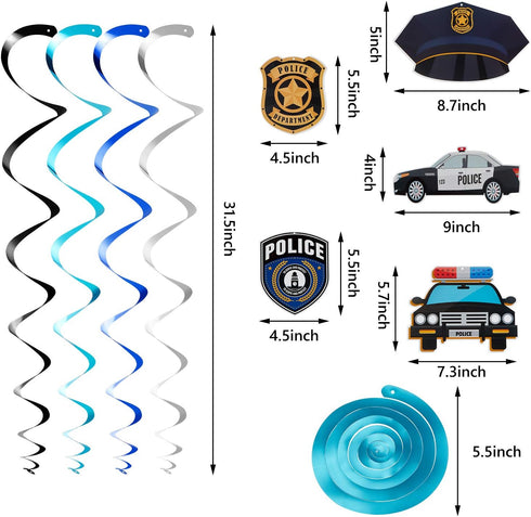 Sumind 25 Pcs Police Party Decorations - Birthday Party Hanging Swirls for Police Academy Graduation Gifts