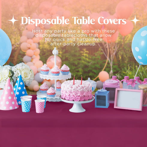 Mountclear Disposable Plastic Tablecloths for Parties, Pack of 12, 54x108” Rectangle for Events