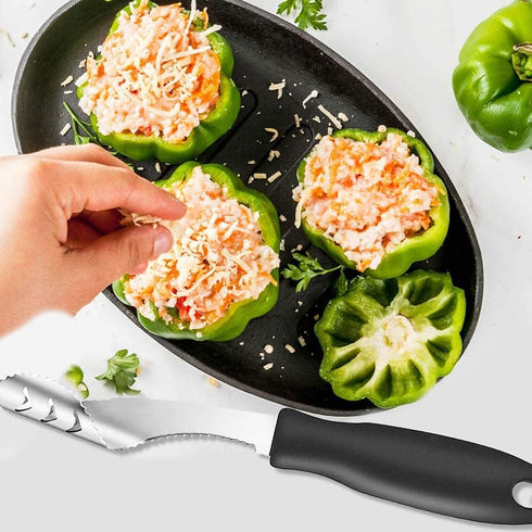 Jalapeno Corer Tool with Serrated Slice and Rubber Handle, Efficient Seed Remover for Cooking