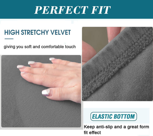 HFCNMY Armless Armless Chair Cover,Stretch Velvet Accent Chair Cover Slipcover Soft with Elastic Bottom Dark Gray