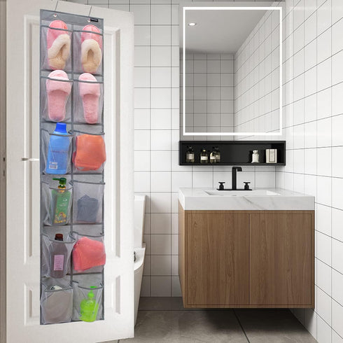 Behind Door Hanging Kids Shoes Organizer, Closet Shoe Rack with 12 Mesh Pockets (12 Pockets)
