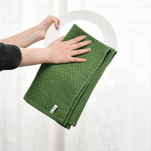 15x25 Inch Set 6 Artoid Mode Ring Spun Cotton Green Kitchen Dish Towels, Ultra Soft Absorbent Quick Drying Household
