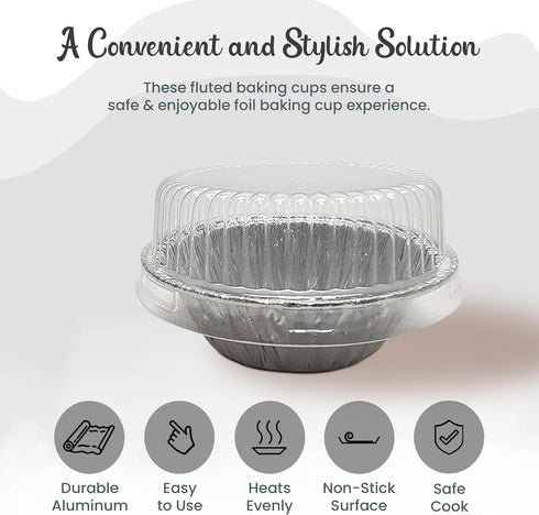 KitchenDance Disposable Aluminum Mini Tart Pans with Lid, 3 Inches Round, Pack of 100