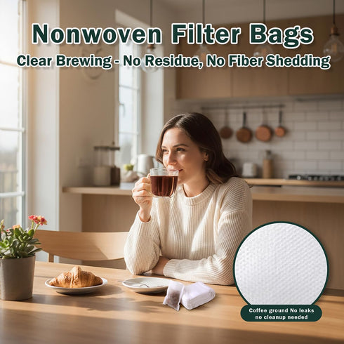 POSTANTIN 200Pcs (3.54x2.75 Inch) Disposable Tea Bags for Loose Leaf Tea, Empty Tea Filter Bags for Cooking, Infuser